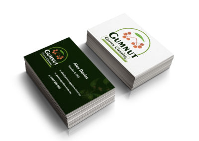 Gumnut gutter cleaning logo designed on business cards by distinctive designs australia capalaba brisbane graphic design